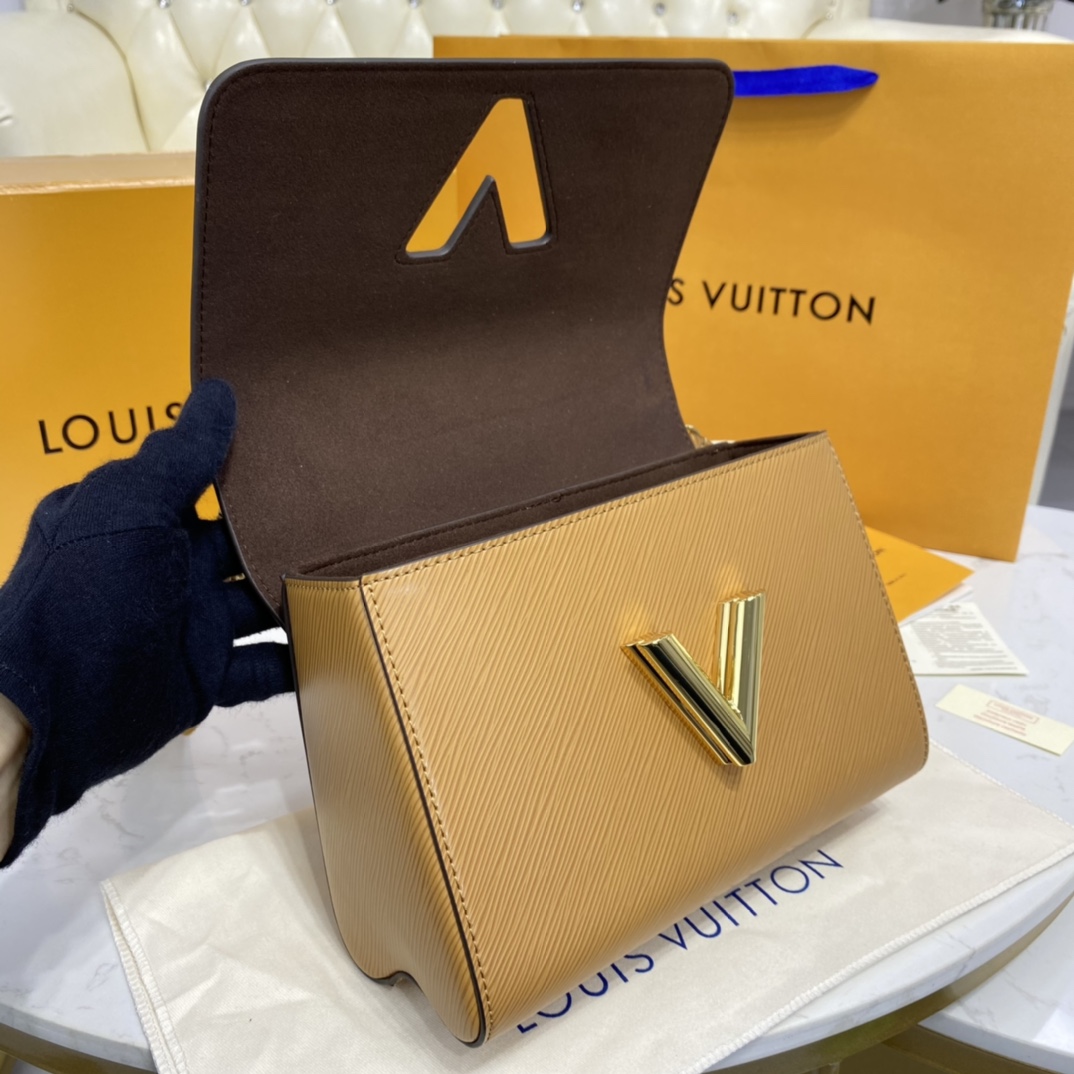 Louis Vuitton TWIST MM Handbag Epi Leather M57506 Gold Honey